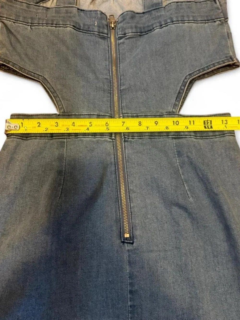 Tinseltown Blue Denim Mini Dress with side Cutouts - Picture 4 of 6
